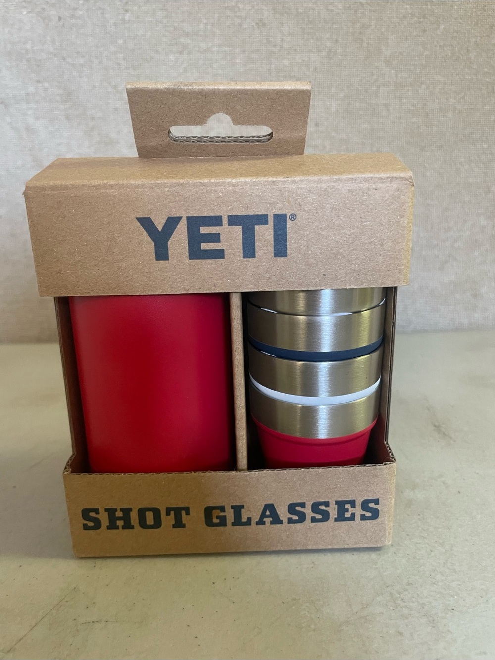 Yeti Red and Stainless Steel Stackable Shot Cups